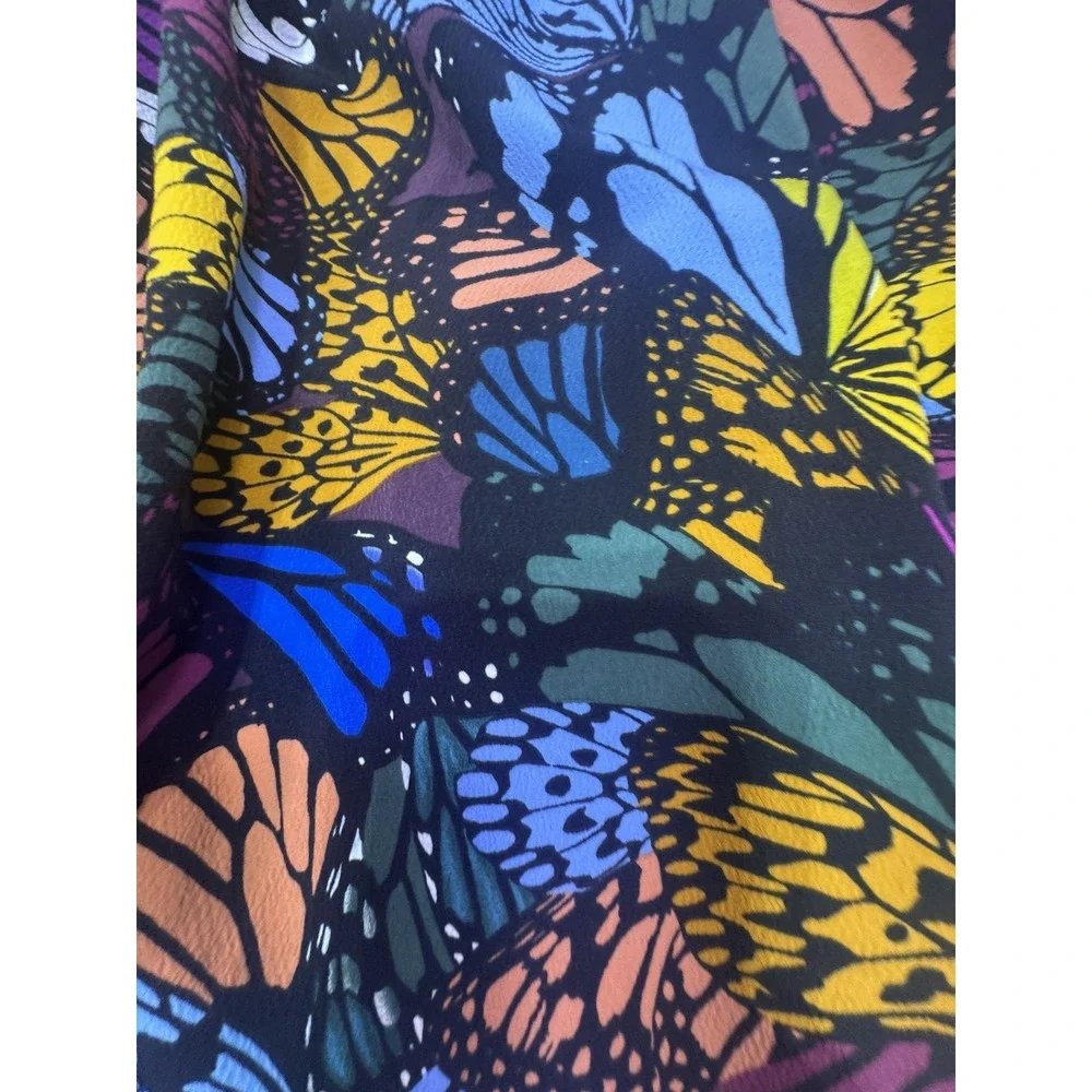Hand Made Skirt Mini With Butterflies AOP Size Large Ruffles Zipper‎ Back Y2K